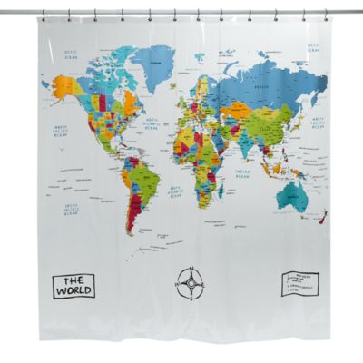 Map Of The World Shower Curtain The World Vinyl Shower Curtain
