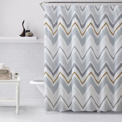 VCNY Serendipity Shower Curtain in Grey/Gold - Bed Bath & Beyond