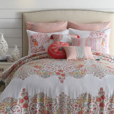 Jessica Simpson Sabine Reversible Comforter Set in Coral