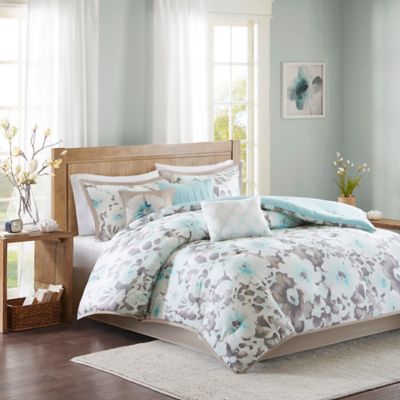 madison park bennett 7 piece comforter set aqu