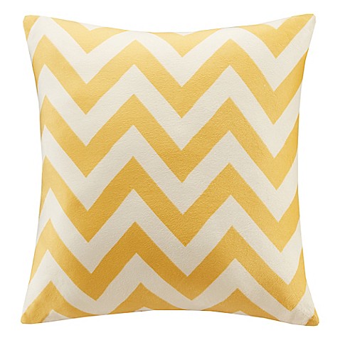 Buy Intelligent Design Chevron Plush Square Decorative Pillow in Yellow from Bed Bath & Beyond