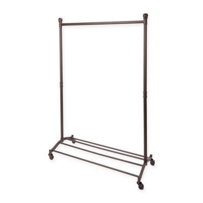 Metal Garment Rack With Shoe Base In Bronze