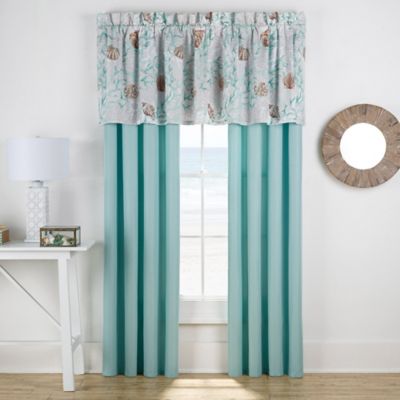 Muriel Window Curtain Panel Pair and Valance in Aqua - Bed ...