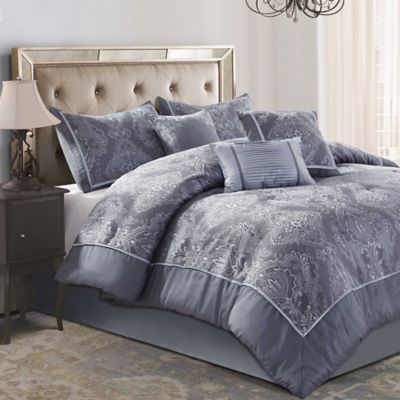 Bardot 7-Piece Comforter Set in Charcoal - Bed Bath & Beyond