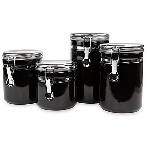 Buy 4 Piece Ceramic Canister Set  with Stainless  Steel Tops 