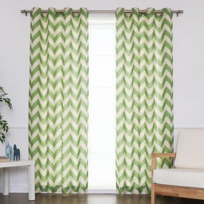 linen curtains blend curtain stripe grommet chevron pair panel inch window