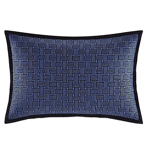Nautica Eldridge Embroidered Cross-Stitch Oblong Throw Pillow in Navy - Bed Bath & Beyond