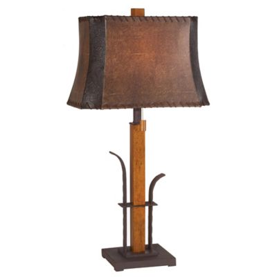 Buy Pull Chain Table Lamps from Bed Bath & Beyond - Pacific Coast LightingÃ‚Â® Aspen Grove Table Lamp in Fruitwood with Faux  Leather Shade