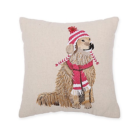 Cozy Shop Lab in Hat and Scarf Throw Pillow - Bed Bath & Beyond