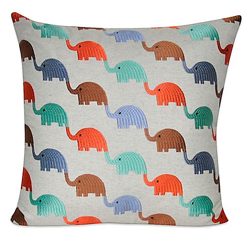 Linen Blend Elephants Square Throw Pillow - Bed Bath & Beyond