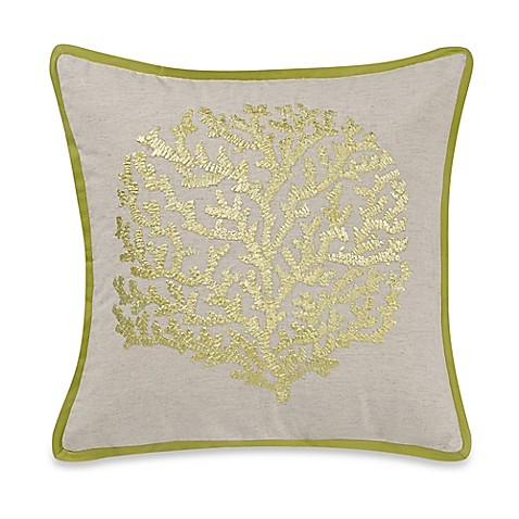 Sea Coral Square Throw Pillow in Green - Bed Bath & Beyond