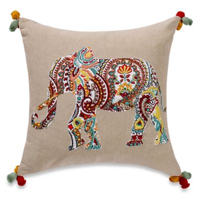 Anthology™ Jodhpur Elephant Embroidered Square Throw Pillow - Bed Bath ...