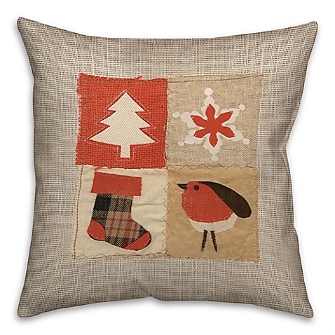 Stitched Christmas Patched Throw Pillow - Bed Bath & Beyond