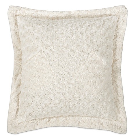 Buy Kensie Blue Poppy Rose Fur Square Throw Pillow in Cream from Bed Bath & Beyond