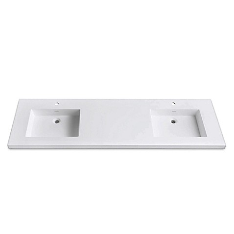 VersaStone 73-Inch Solid Surface Vanity Top in Matte White - Bed Bath ...
