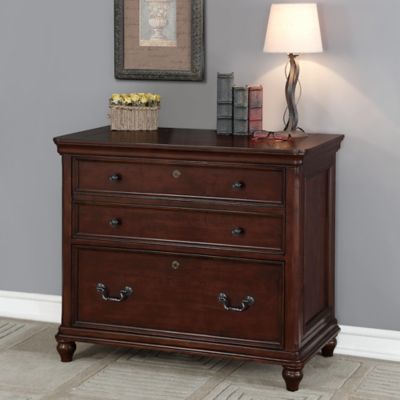 Oxford 3 Drawer Lateral File Cabinet in Dark Wood - Bed ...