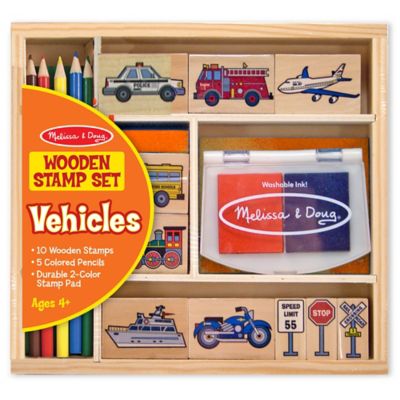 melissa and doug wooden stamp set vehicles