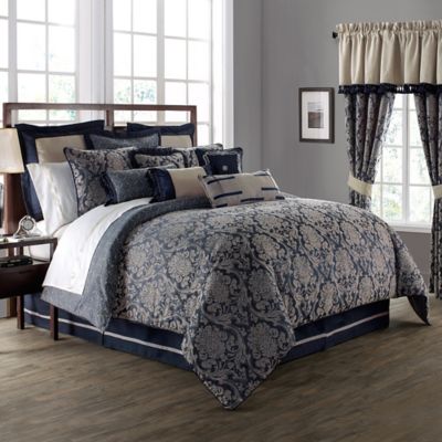 Waterford® Linens Sinclair Reversible Comforter Set in Indigo - Bed ...