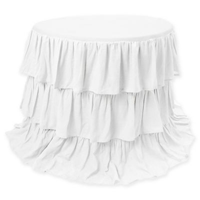 Buy 90 Inch Round Tablecloth from Bed Bath & Beyond - Belle Ruffle 90-Inch Round Tablecloth in White