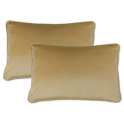 Buy Sherry Kline Richmond Velvet Boudoir Oblong Throw Pillow in Gold (Set of 2) from Bed Bath ...
