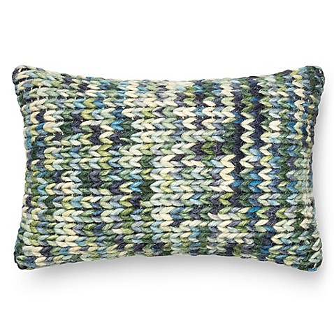 Loloi Thick Knit Yarn Rectangle Down Throw Pillow in Green/Blue - Bed Bath & Beyond