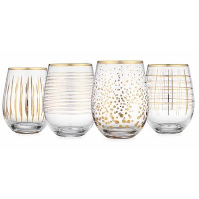 Home Essentials & Beyond Cellini Assorted Stemless Wine Glasses in Gold