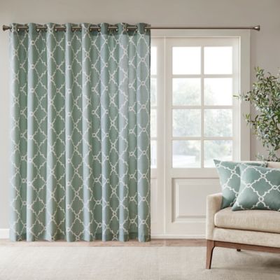 patio curtain door window panel curtains park grommet madison saratoga inch single fretwork westmont filtering light geometric pattern beyond bath