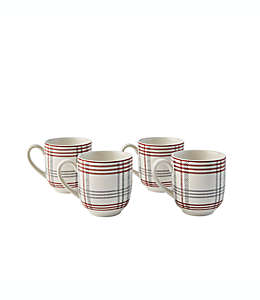 Set de tazas de cerámica Bee & Willow™ con patrón a rayas, 4 piezas