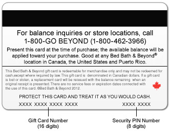 Bed Bath Beyond Canada Back Of The Gift Card