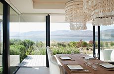 Photo of a designer living room with a coastal view