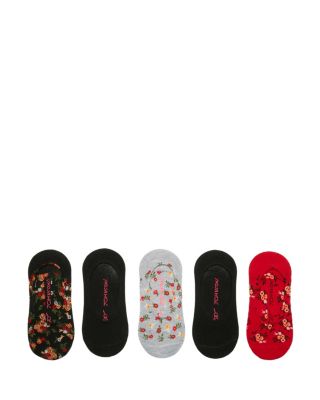 This charming set of five footie backs feature a ditzy collection of colorful flowers on these hidden socks. Knit footie Stripes and Houndstooth Pack of 5
