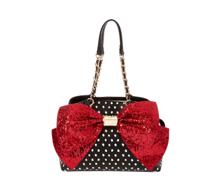 NWT Betsey Johnson Bow-Lesque Dots Red Sequin Bow Satchel - HIGHLY ...