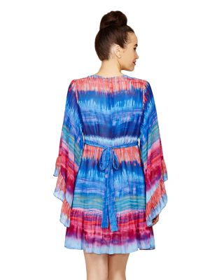 FLUID MOTION BELL SLEEVE BOHO DRESS MULTI