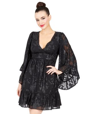 LOVELY LACE BOHO BELL SLEEVE DRESS BLACK