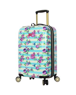 Luggage Betsey Johnson   STRIPE FLORAL 20 INCH SPINNER BLUE MULTI