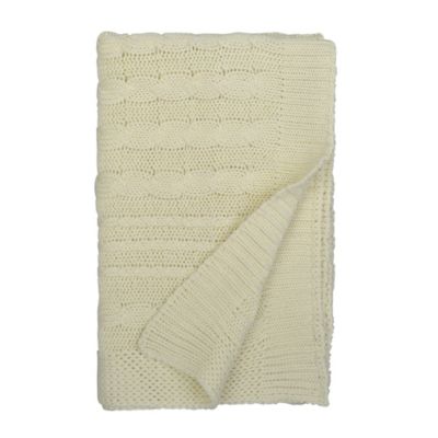 Cable Knit Stroller Blanket: Color - Ivory