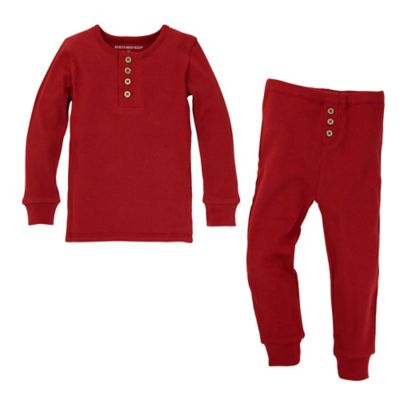 Baby Organic Cotton Henley Pajamas: Color - Cranberry