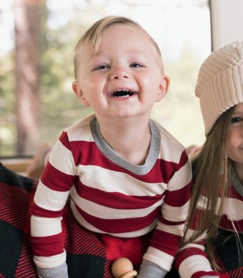 Baby Organic Cotton Rugby Stripe Pajamas: Color - Cranberry