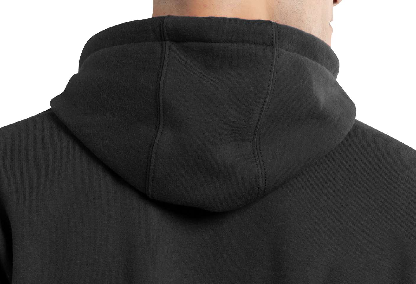 Jersey-lined hood with draw cord