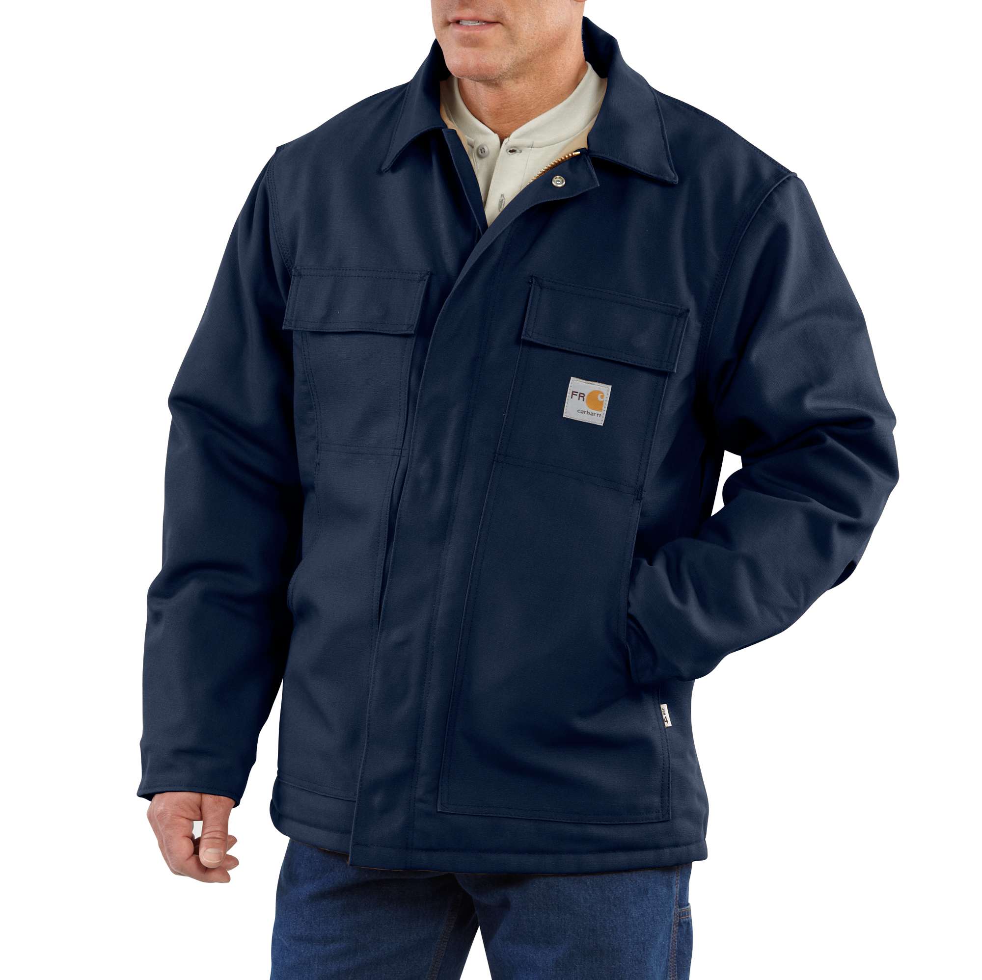 希少！ Carhartt キルティング オーバーオール 紺 【防寒・難燃仕様】 Carhartt 101618-410-M-REG Men's Flame-Resistant Duck Traditional