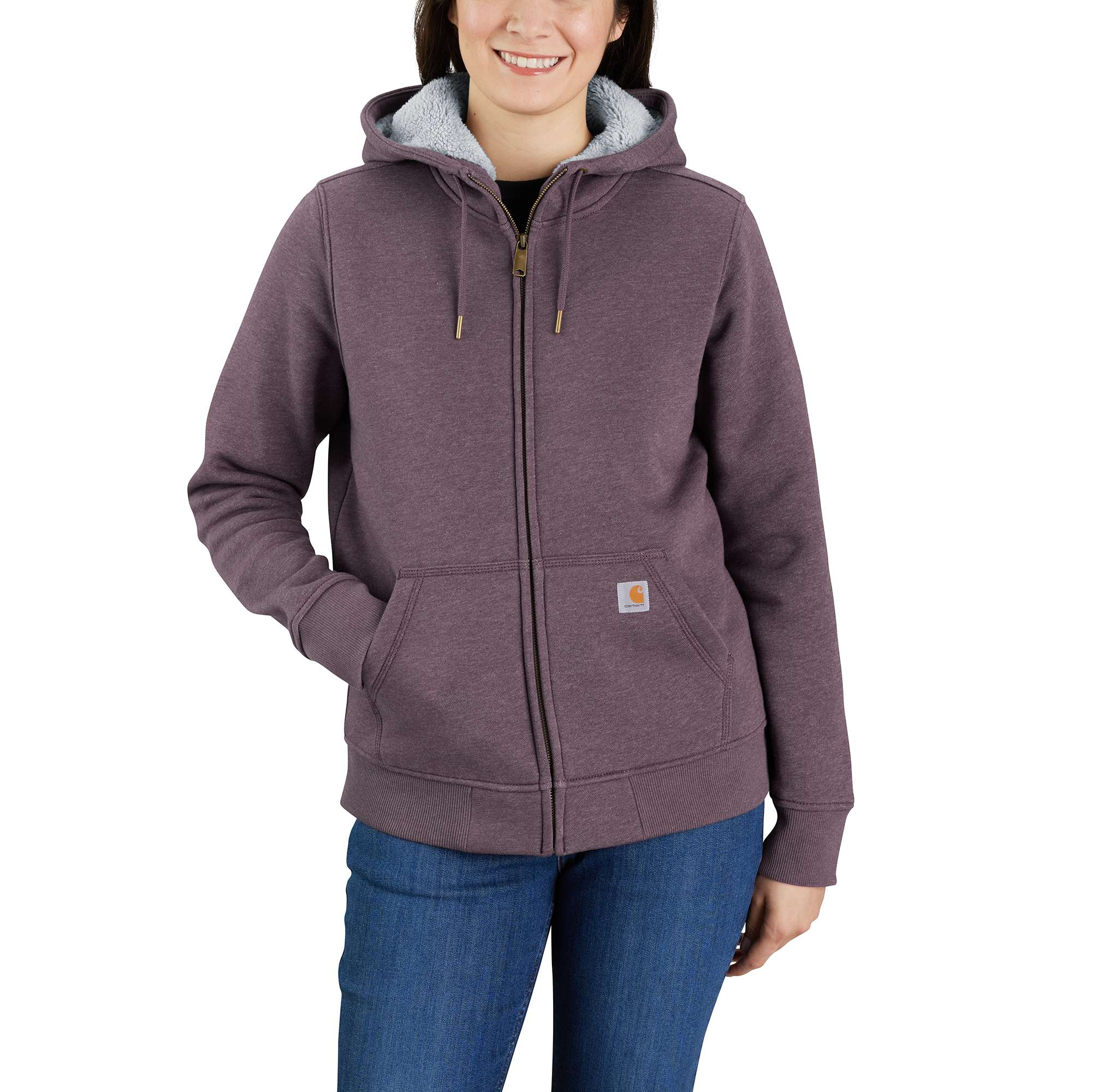 Used + Reworked Carhartt Women's Clarksburg Sherpa-Lined Hoodie | Carhartt  Reworked