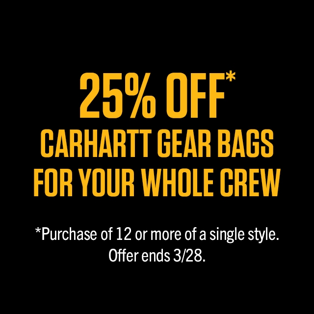 25% OFF DURABLE CARHARTT GEAR BAGS FOR YOUR CREW