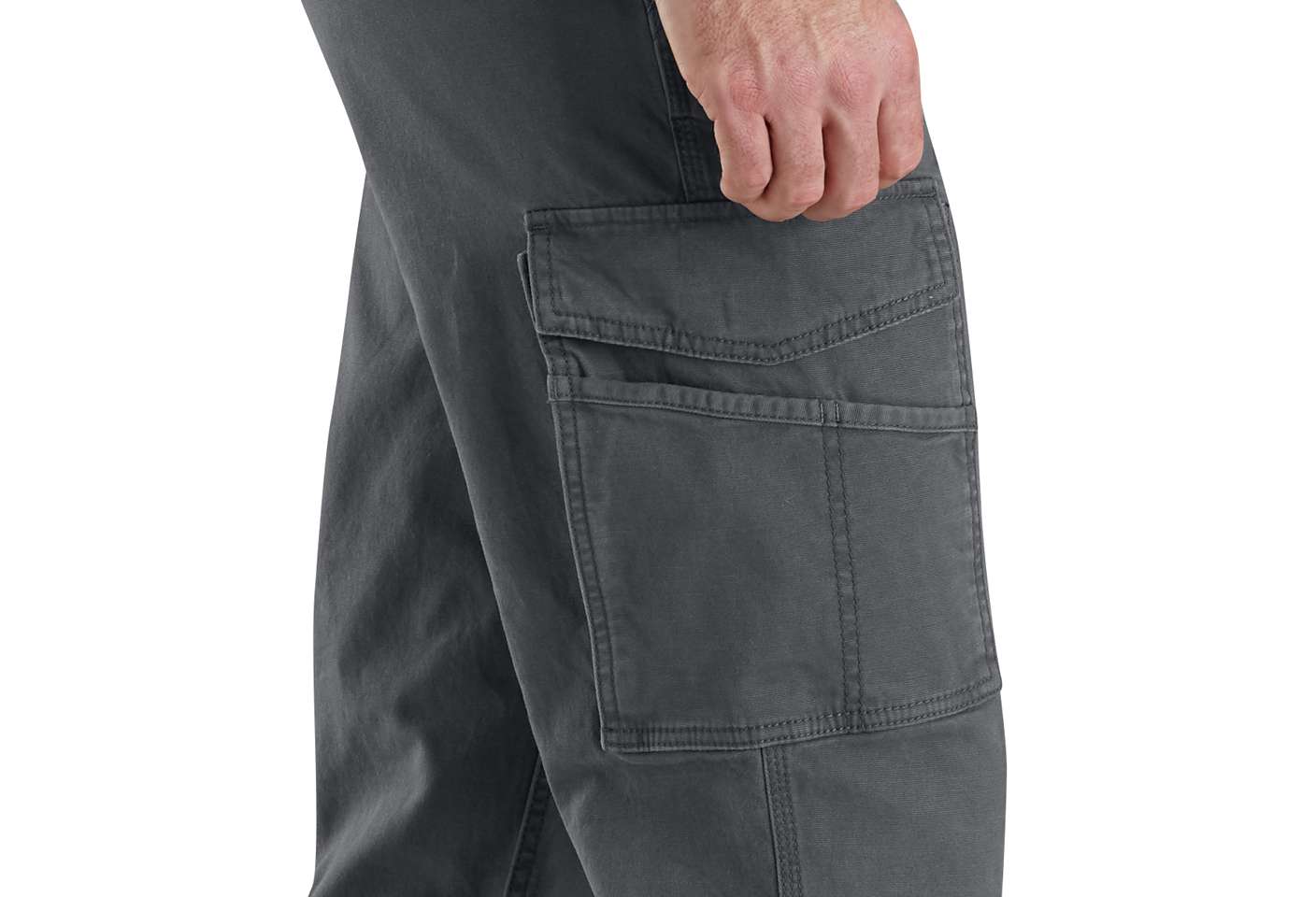 Cargo pocket with cell phone slot for secure storage