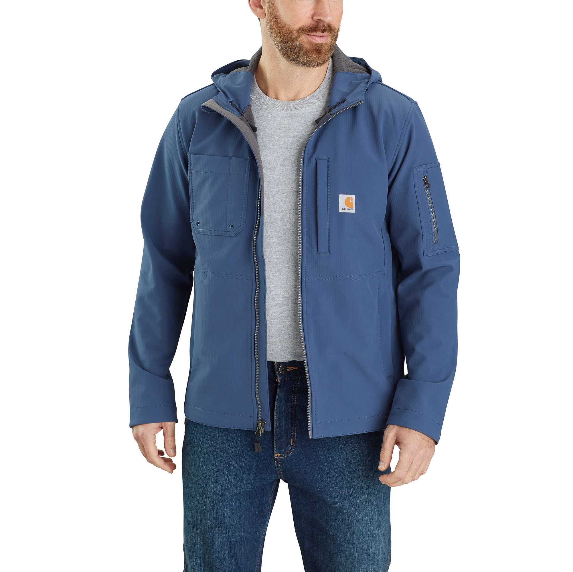 Used + Reworked Carhartt Men's Rain Defender® Relaxed Fit Midweight  Softshell Hooded Jacket - 1 Warm Rating | Carhartt Reworked