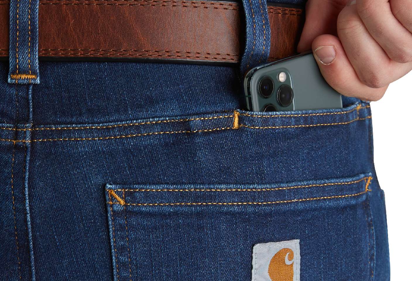 Hidden back drop in cell phone pocket.