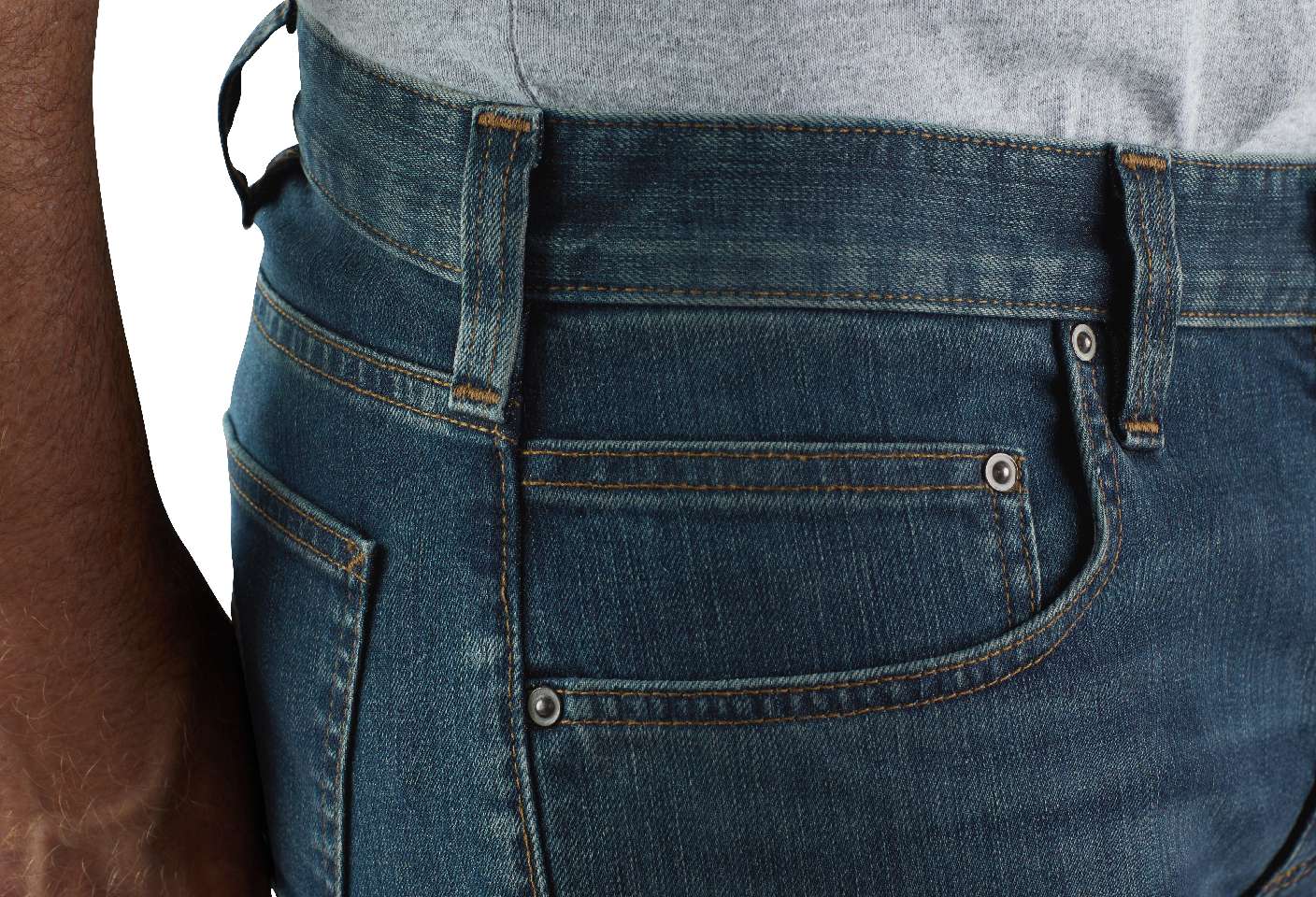 Strong sewn-on-seam belt loops.