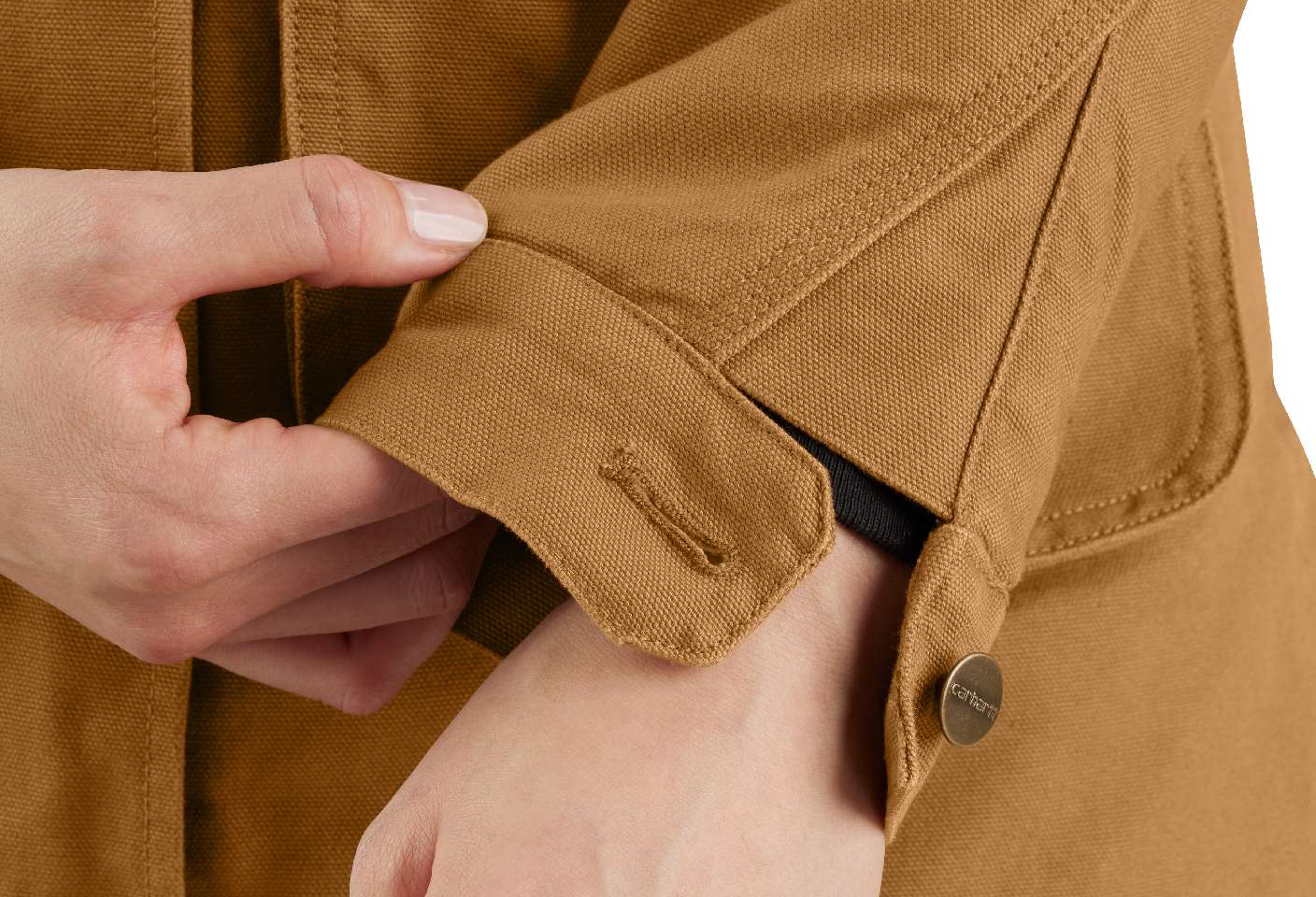 Snap-button adjustable cuffs.