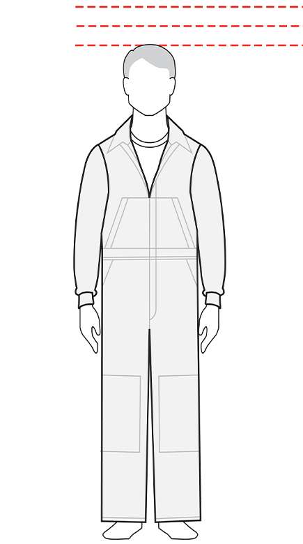 measurements men's short coverall