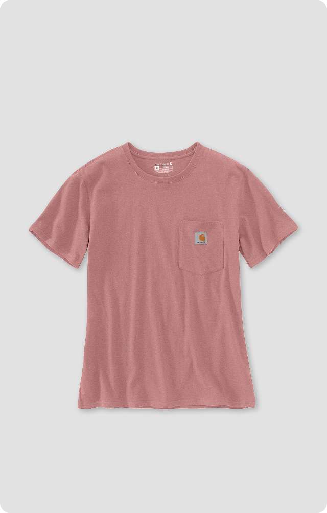 Women's Iconic K87, Heavyweight cotton jersey knit, Classic sewn-on Carhartt patch, Longer fit for extra coverage