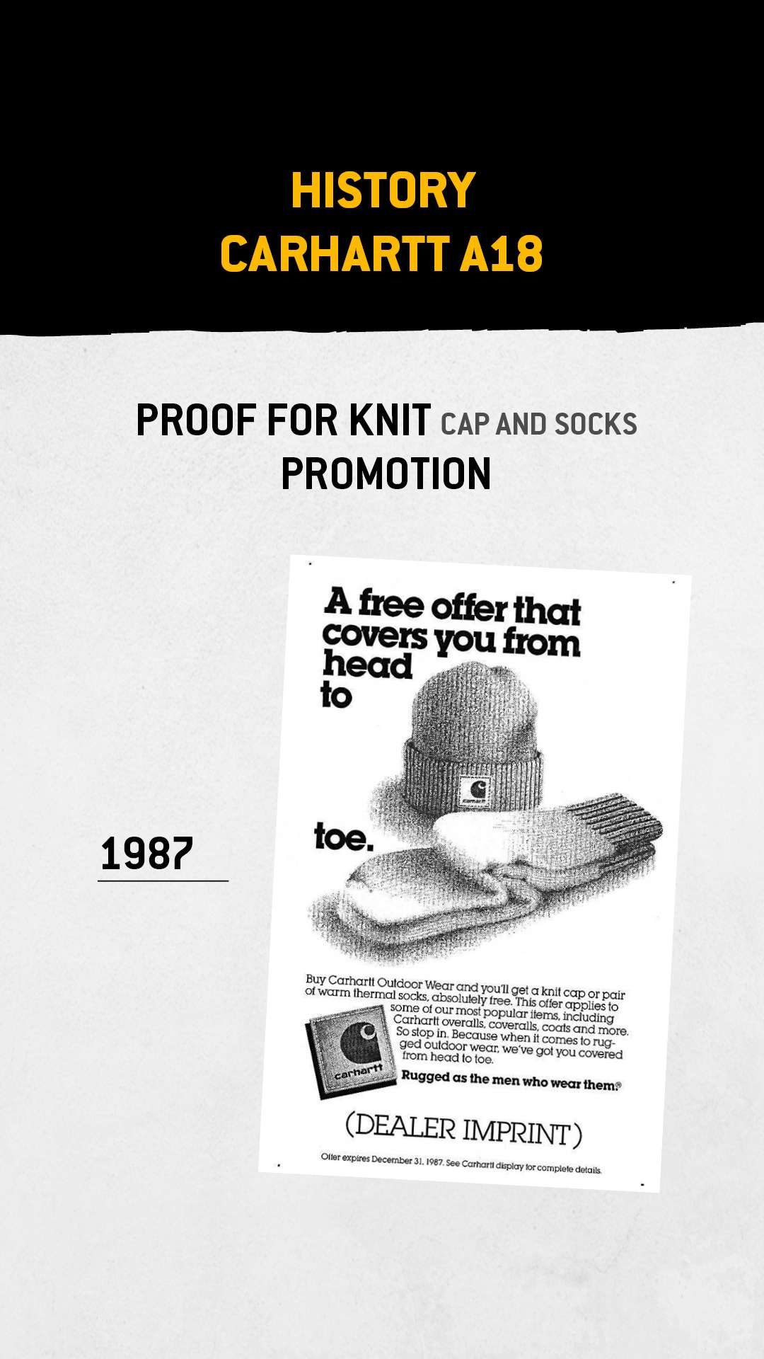 Épreuve pour la promotion du bonnet et de chaussettes en tricot, 1987